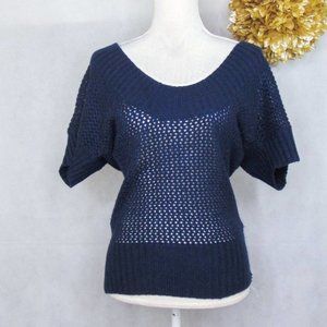 Club Monaco Navy Blue Open Knit Sweater Top XS